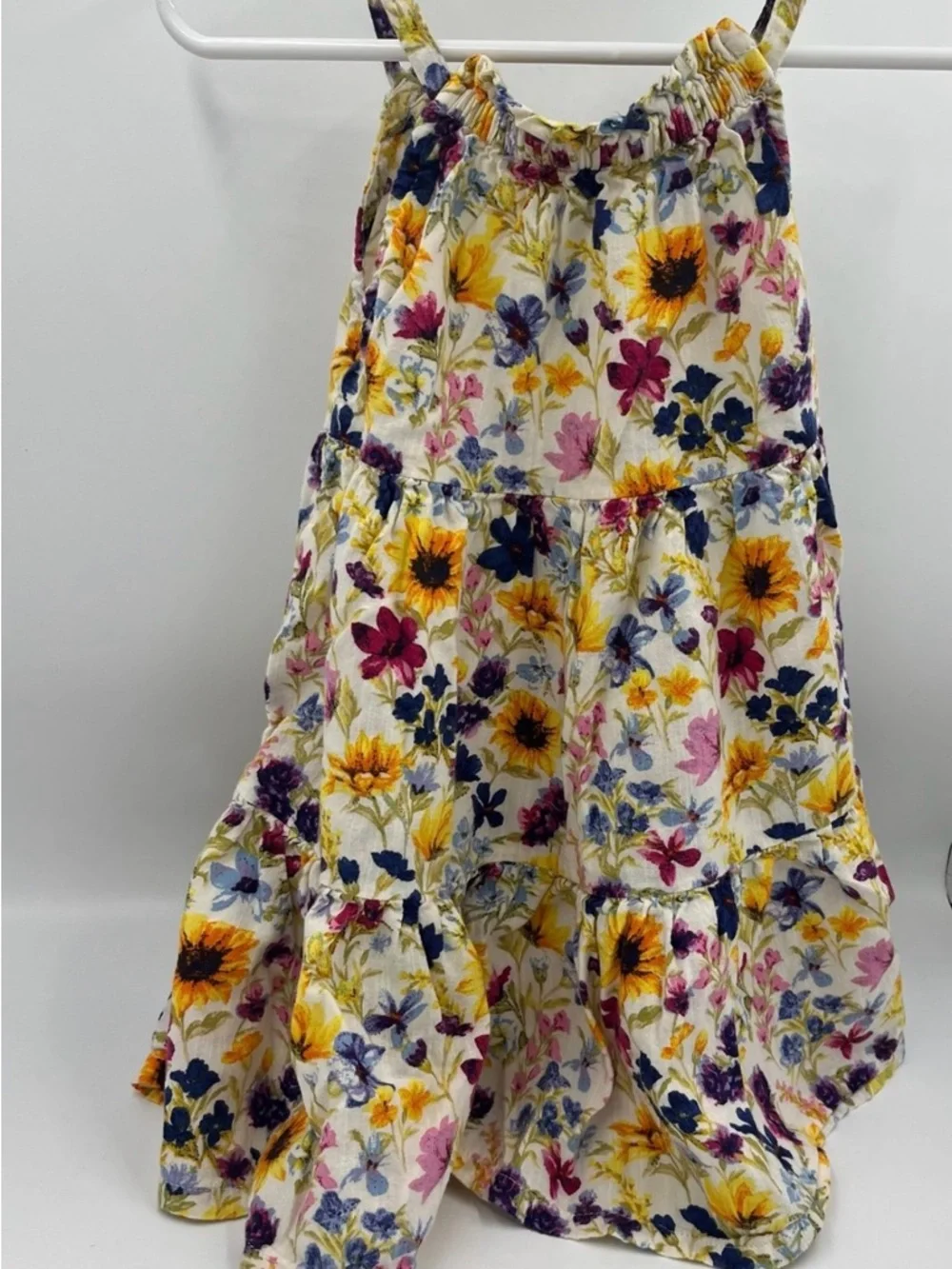 Old Navy Cream Floral Sundress with Yellow, Purple, Pink Accents
